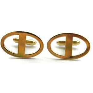 Dante Open Oval Abstract Gold Tone Cufflinks Tux Shirt Dress Suit Vintage
